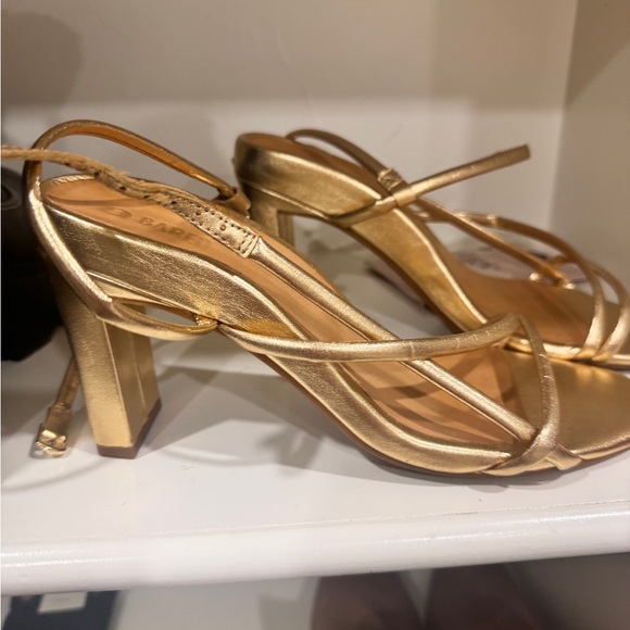 Bared Footwear Godwit Gold Leather Strappy Heeled Sandals - Picture 4 of 10